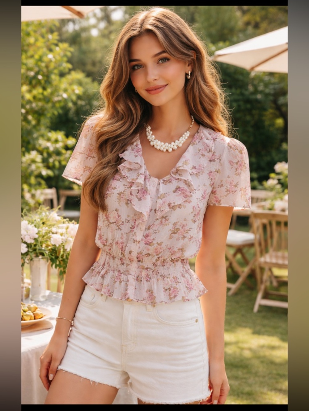 Forever 21 Romantic and feminine blouse with short sleeves.  Women size M. EUC
